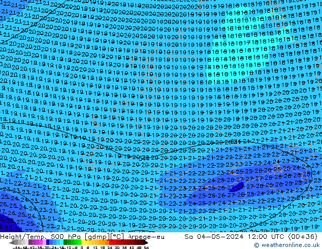 Height/Temp. 500 hPa Arpege-eu Sáb 04.05.2024 12 UTC