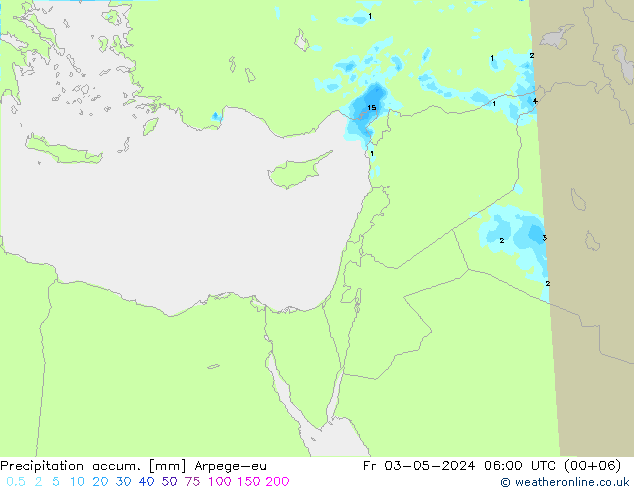Precipitation accum. Arpege-eu Fr 03.05.2024 06 UTC