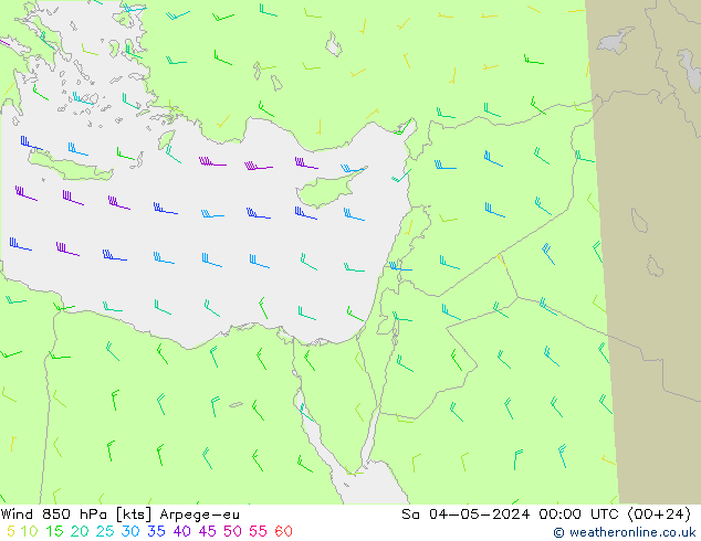 Wind 850 hPa Arpege-eu Sa 04.05.2024 00 UTC