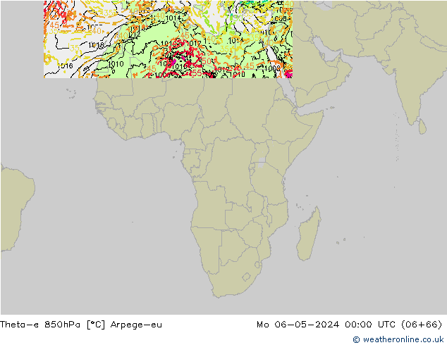 Theta-e 850hPa Arpege-eu Mo 06.05.2024 00 UTC