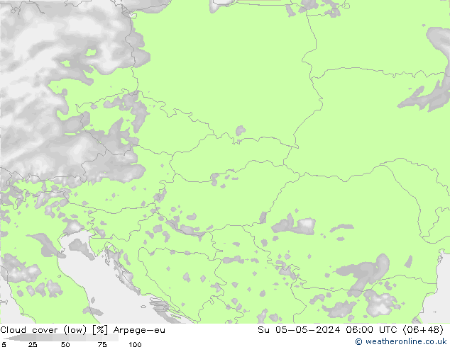 Bulutlar (düşük) Arpege-eu Paz 05.05.2024 06 UTC