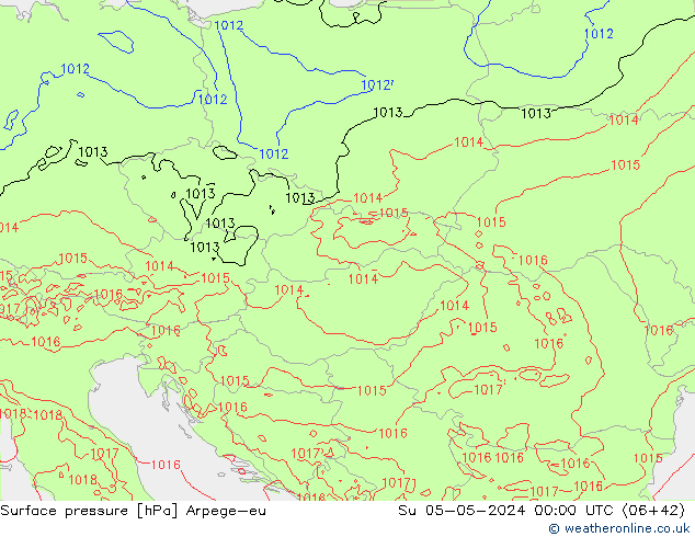 Luchtdruk (Grond) Arpege-eu zo 05.05.2024 00 UTC