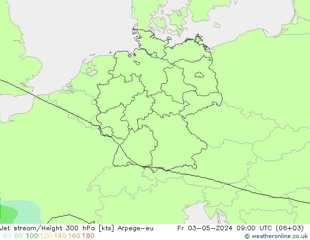 Jet stream/Height 300 hPa Arpege-eu Fr 03.05.2024 09 UTC