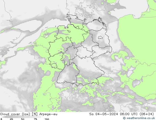zachmurzenie (niskie) Arpege-eu so. 04.05.2024 06 UTC