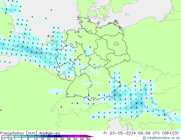 precipitação Arpege-eu Sex 03.05.2024 09 UTC