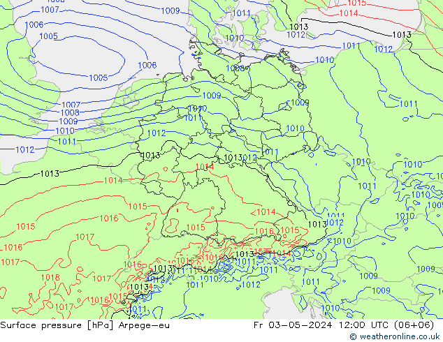 приземное давление Arpege-eu пт 03.05.2024 12 UTC