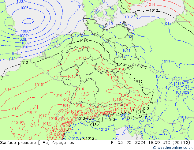 Surface pressure Arpege-eu Fr 03.05.2024 18 UTC