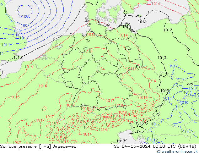Pressione al suolo Arpege-eu sab 04.05.2024 00 UTC