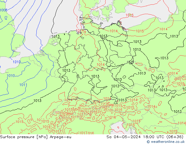 Surface pressure Arpege-eu Sa 04.05.2024 18 UTC