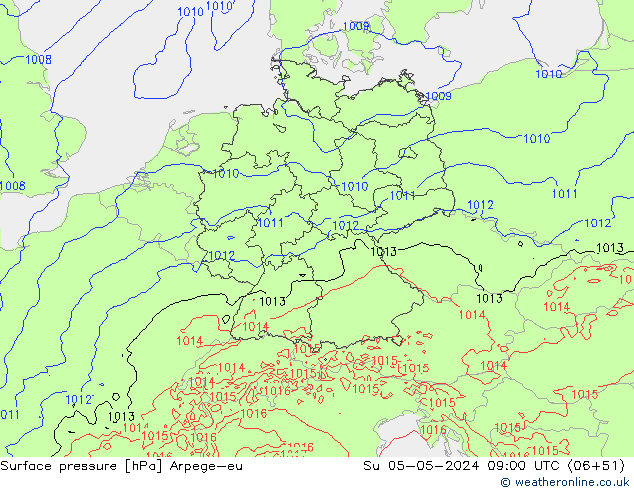 Surface pressure Arpege-eu Su 05.05.2024 09 UTC