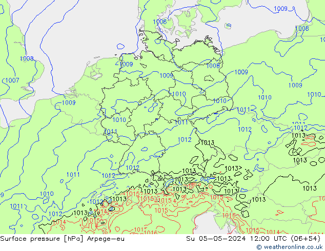 pressão do solo Arpege-eu Dom 05.05.2024 12 UTC