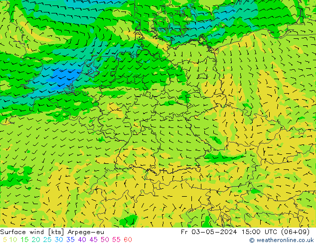 Surface wind Arpege-eu Pá 03.05.2024 15 UTC