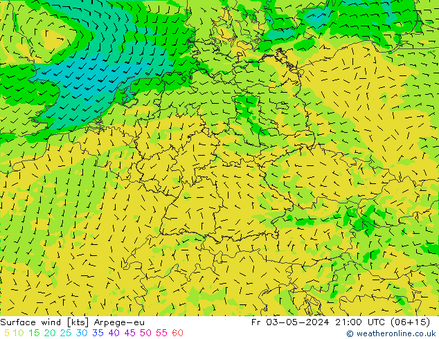 Surface wind Arpege-eu Fr 03.05.2024 21 UTC