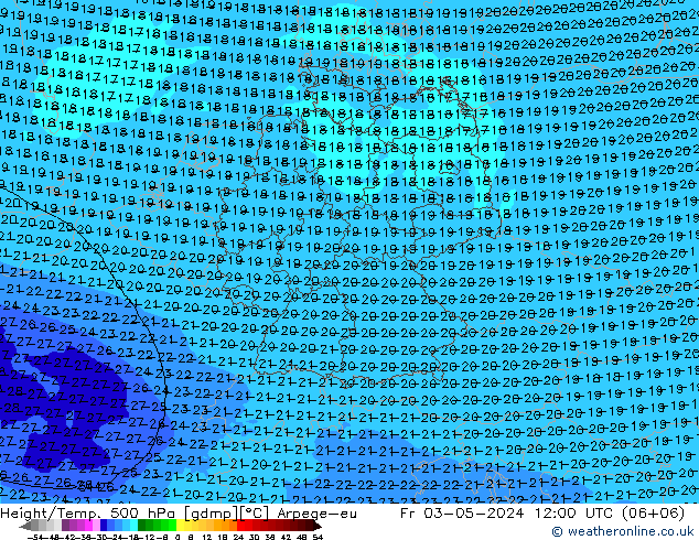 Height/Temp. 500 hPa Arpege-eu Fr 03.05.2024 12 UTC