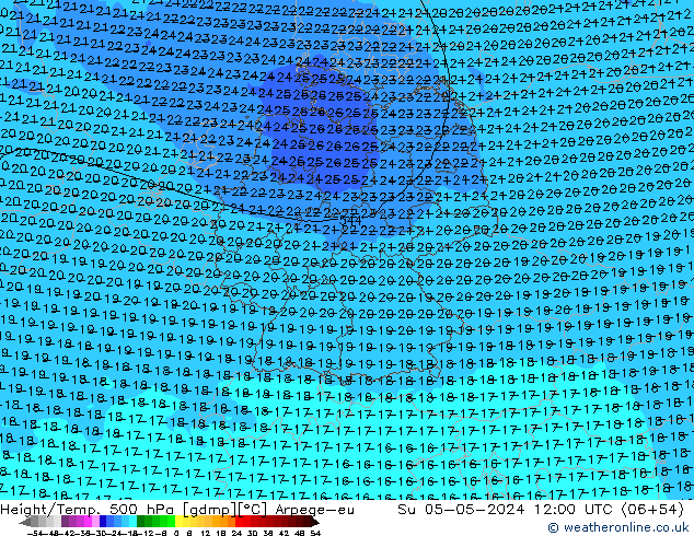 Height/Temp. 500 гПа Arpege-eu Вс 05.05.2024 12 UTC