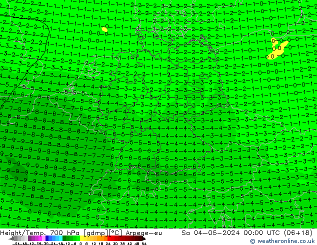 Height/Temp. 700 гПа Arpege-eu сб 04.05.2024 00 UTC