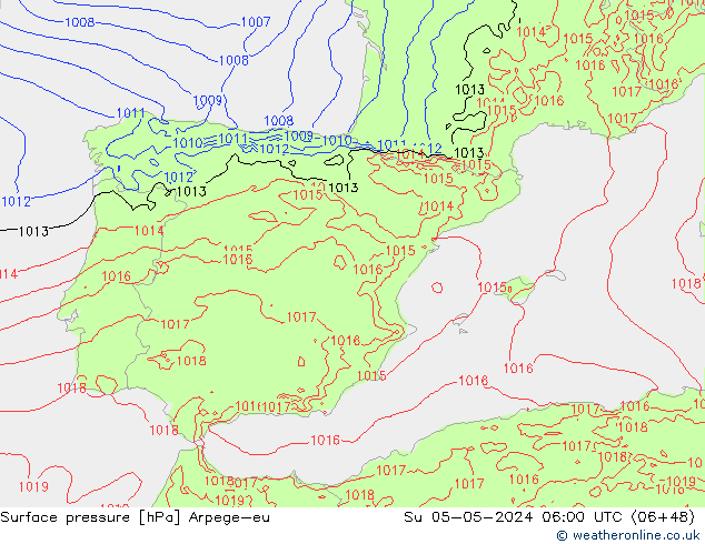 pression de l'air Arpege-eu dim 05.05.2024 06 UTC