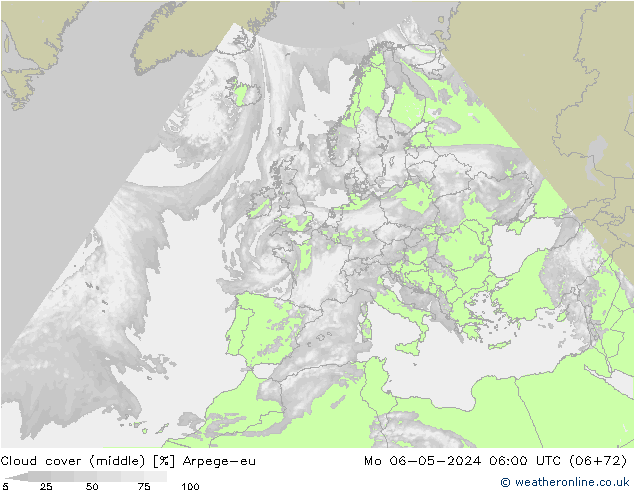 oblačnosti uprostřed Arpege-eu Po 06.05.2024 06 UTC