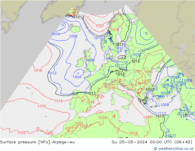 Surface pressure Arpege-eu Su 05.05.2024 00 UTC