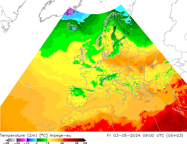 карта температуры Arpege-eu пт 03.05.2024 09 UTC