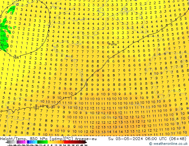 Height/Temp. 850 hPa Arpege-eu Dom 05.05.2024 06 UTC