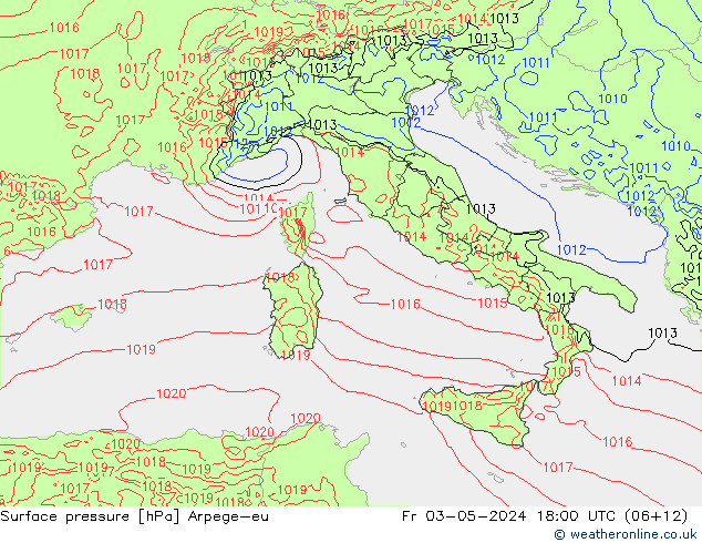 Surface pressure Arpege-eu Fr 03.05.2024 18 UTC