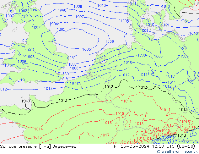 Bodendruck Arpege-eu Fr 03.05.2024 12 UTC