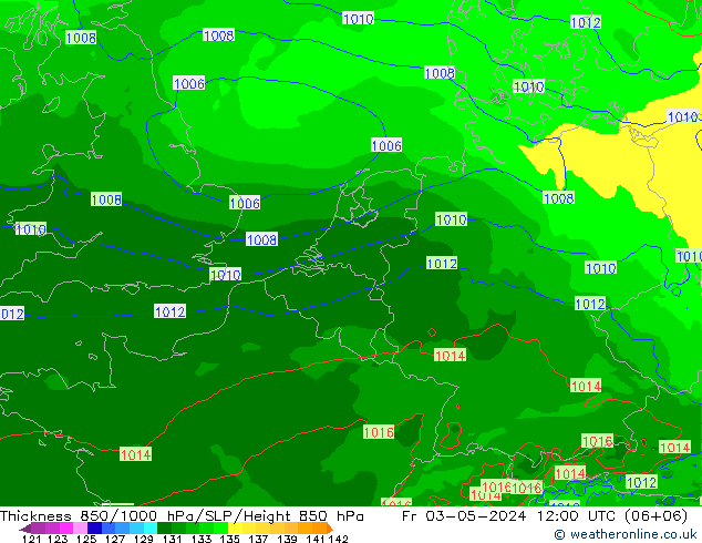 Thck 850-1000 hPa Arpege-eu Fr 03.05.2024 12 UTC