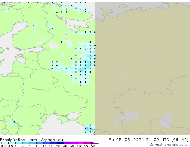 Précipitation Arpege-eu dim 05.05.2024 00 UTC