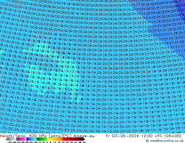 Yükseklik/Sıc. 500 hPa Arpege-eu Cu 03.05.2024 12 UTC