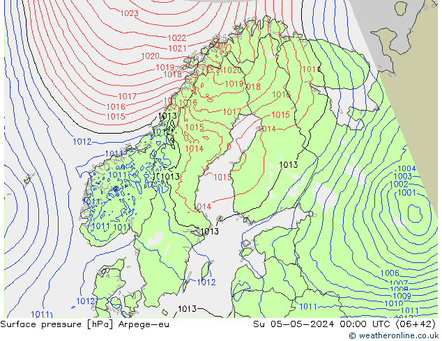 Atmosférický tlak Arpege-eu Ne 05.05.2024 00 UTC