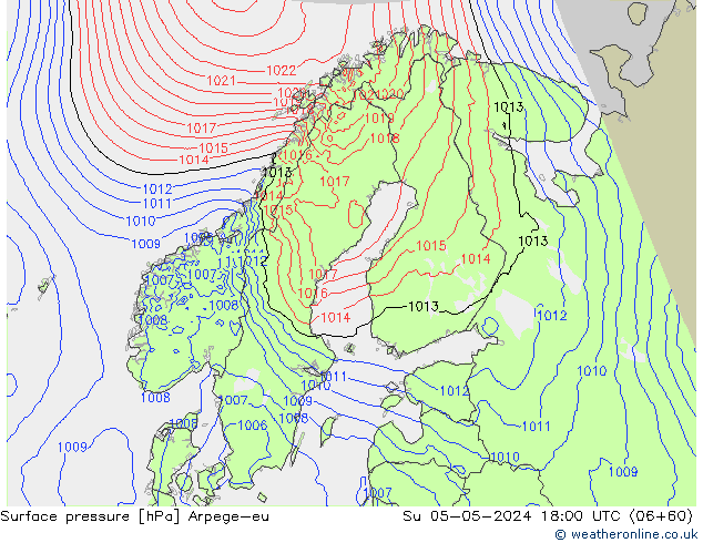 Bodendruck Arpege-eu So 05.05.2024 18 UTC