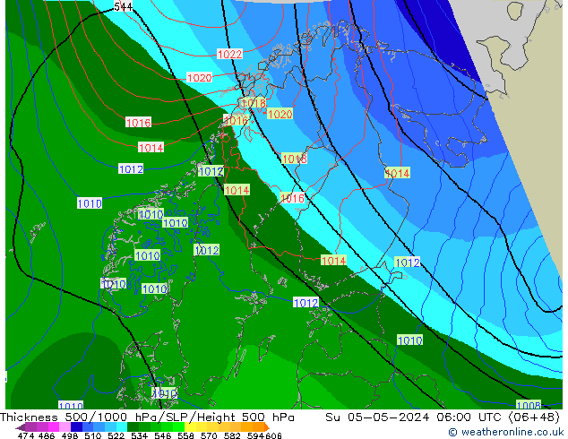 Thck 500-1000hPa Arpege-eu Su 05.05.2024 06 UTC