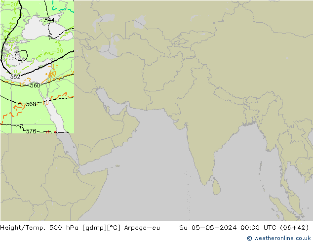 Yükseklik/Sıc. 500 hPa Arpege-eu Paz 05.05.2024 00 UTC