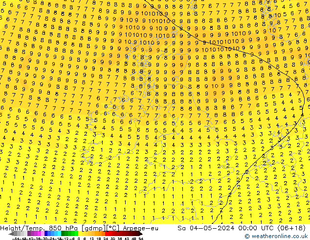 Height/Temp. 850 hPa Arpege-eu Sáb 04.05.2024 00 UTC