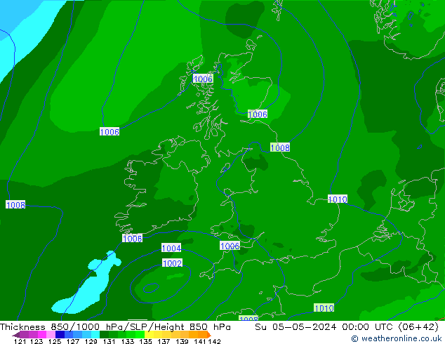 Thck 850-1000 hPa Arpege-eu dom 05.05.2024 00 UTC