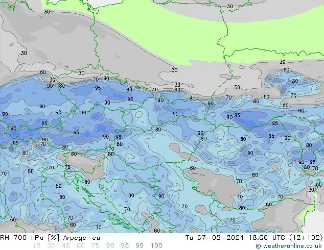 700 hPa Nispi Nem Arpege-eu Sa 07.05.2024 18 UTC