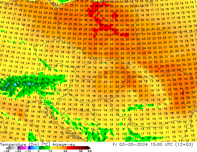 Temperature (2m) Arpege-eu Fr 03.05.2024 15 UTC