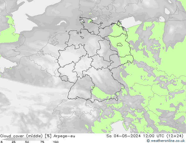 oblačnosti uprostřed Arpege-eu So 04.05.2024 12 UTC