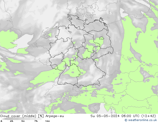 Wolken (mittel) Arpege-eu So 05.05.2024 06 UTC