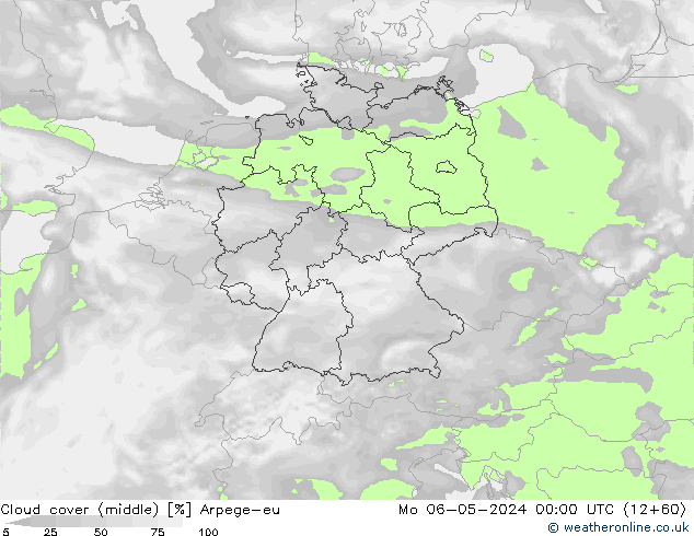 Cloud cover (middle) Arpege-eu Mo 06.05.2024 00 UTC