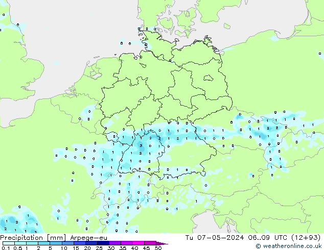 Niederschlag Arpege-eu Di 07.05.2024 09 UTC