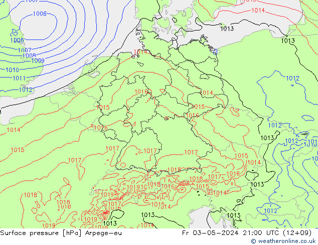 Yer basıncı Arpege-eu Cu 03.05.2024 21 UTC