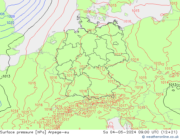 Surface pressure Arpege-eu Sa 04.05.2024 09 UTC