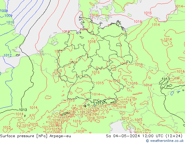 地面气压 Arpege-eu 星期六 04.05.2024 12 UTC