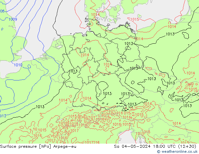 Surface pressure Arpege-eu Sa 04.05.2024 18 UTC