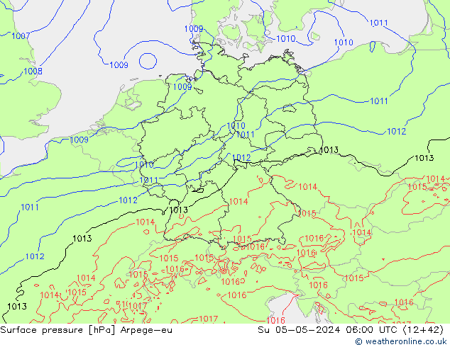 pressão do solo Arpege-eu Dom 05.05.2024 06 UTC