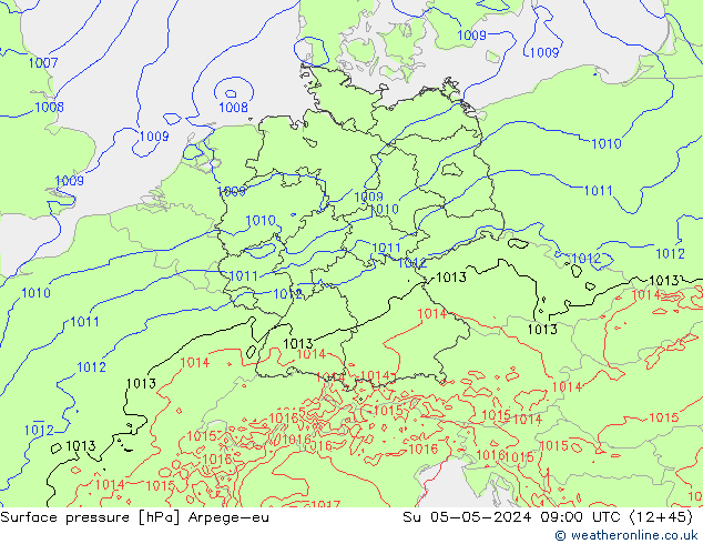 Surface pressure Arpege-eu Su 05.05.2024 09 UTC