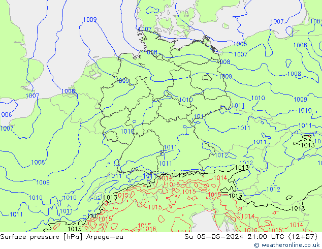 приземное давление Arpege-eu Вс 05.05.2024 21 UTC