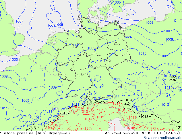 приземное давление Arpege-eu пн 06.05.2024 00 UTC